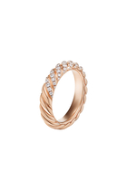 Sculpted Cable Ring, 18k Rose Gold & Diamonds